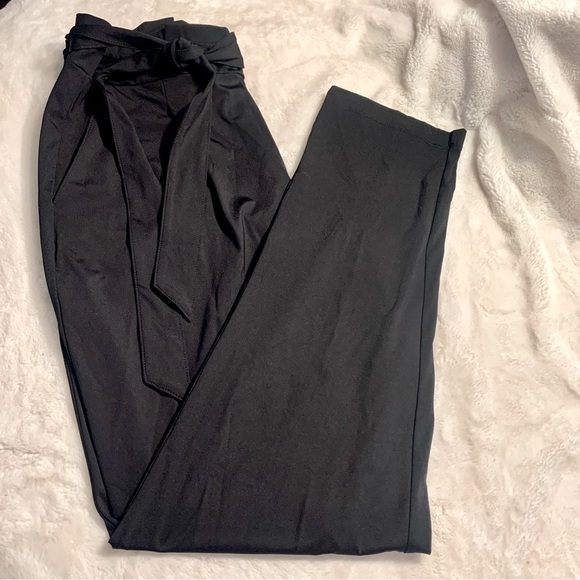 NEW Bagatelle Collection Pants Medium Black Straight Leg Side Pockets Front Ties - Picture 1 of 13